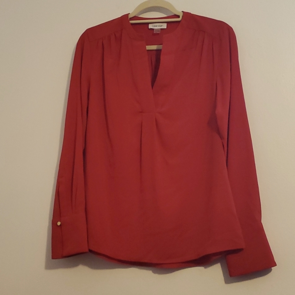 EUC Calvin Klein Red Dress Blouse